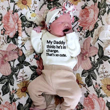 My Daddy Thinks He's In Charge That's So Cute Funny Infant Baby Long Sleeve Jumpsuit NewbornLetter Print Bodysuit 2024 - buy cheap