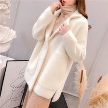 Women Spring Autumn Faux Mink Cashmere Cardigan Female Elegant Solid Sweater Cardigan Lady Thick Warm Knitted Sweaters 2024 - buy cheap