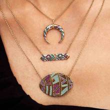Boho Ethnic Crystal Rhinestone Long Pendant Necklace for Women Statement Evil Eye Moon Clavicle Chain Choker Necklace Gifts 2024 - buy cheap