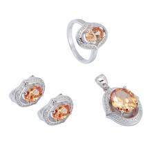 Eulonvan Luxury Engagement Wedding 925 sterling silver jewelry sets For women christmas gifts champagne Cubic Zirconia S-3722set 2024 - buy cheap