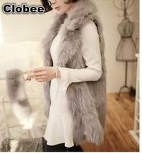 6XL 2020 Winter Women Faux fox Fur Lapel Vest Turn-down Sleeveless Outerwear Long Hair Coat Charming Lady Jacket Waistcoat YR195 2024 - buy cheap