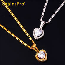 Collare Crystal Heart Necklaces & Pendants Gold/Silver Color Cubic Zirconia Wholesale Wedding Bridal Necklace Women P289 2024 - buy cheap