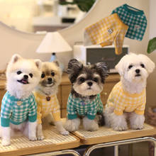 Disfraz con bordado de Smiley para perro, ropa gruesa de invierno para perros pequeños, suéter clásico a cuadros para mascotas, Yorkshire, Schnauzer 2024 - compra barato