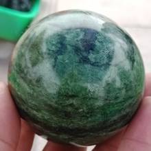 dhxyzb 55-70mm Natural Green ghost garden crystal gift Wood base stone Rock Quartz Mineral Sphere Ball Reiki Healing Home decor 2024 - buy cheap