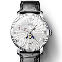 men moon phase watch,mens wrist watches LOBINNI man quartz wristwatch waterproof clock sapphire dress relogio top luxury brand 2024 - buy cheap