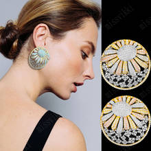 Jimbora Charms DUBAI Bridal Round Earrings For Women Weeding Luxury Bagutte Cut Cubic Zircon Statement Earrings For Women 2024 - buy cheap