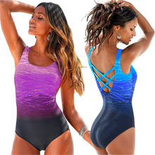 Sexy One Piece Swimsuit 2020 Female Vintage Swimwear Women High Neck Bathing Suit Bandage Criss Cross Back Monokini Biquini XXL 2024 - buy cheap