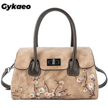 Gykaeo bolsas de luxo femininas couro legítimo, sacola de couro vintage grande capacidade floral para mulheres 2024 - compre barato