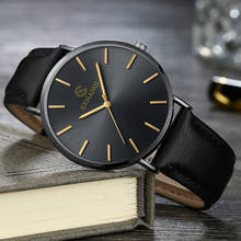 Alta qualidade ultra-fino relógio masculino relógio de negócios relógio militar moda banda de couro analógico quartzo redondo relógio de pulso masculino ye1 2024 - compre barato