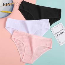 FINETOO Women's Underpants Soft Cotton Panties Girls Solid Color Briefs Striped Panty Sexy Lingerie Female Underwear M-XL Panty 2024 - buy cheap