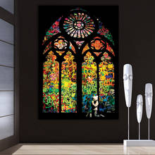Pintura de igreja modular bansy witra, imagem hd em tela, pintura de igreja, pôster de vidro, decoração de casa, arte de parede nórdica, sem moldura, quarto 2024 - compre barato