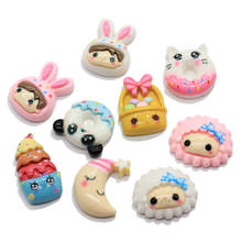 Cartoon Moon Rabbit Cake Donut Flatback Resin Cabochon Scrapbooking Fit Hair Bows Clips Accessories DIY Phone Decoration 2024 - buy cheap