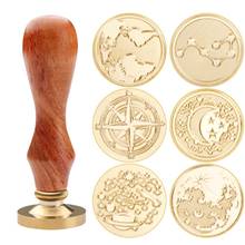 World Map View Antique Metal Sealing Wax Stamps Wood Handle Ancient Wedding Invitations Wax Seal Stamp Decor 2024 - buy cheap