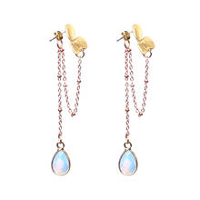 Faceted Blue Opalite Pendant Drop Earrings For Women Gold Flower Statement Dangle Earings Elegant Jewelry Party Friendship Gift 2024 - buy cheap