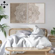 Mandala arte da parede poster original bege taupe impressão boho cor neutra quadros em tela sala de estar quarto nórdico decoração casa arte 2024 - compre barato