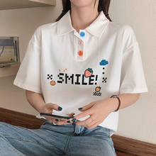 Camisetas Kawaii japonesas para mujer, Camiseta holgada informal Ulzzang con letras, ropa Harajuku coreana para mujer 2024 - compra barato
