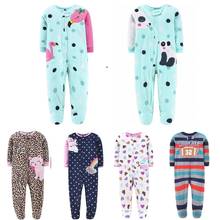 Footed Newborn Baby Rompers 2021 Fall Winter Sheep Unicorn Printed Fleece Warm Infant Baby Pajamas jumpsuits Sleepwear 2024 - buy cheap