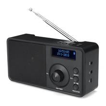 Rádio digital dab com display lcd, portátil, sem fio, bluetooth, estéreo, earphone, suporte ao ar livre, despertador, fm, aux 2024 - compre barato