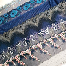 3 Yards Blue Mesh Embroidered Lace Trim Needlework Sewing Handmade DIY Doll Dress Clothing Material 242 2024 - buy cheap