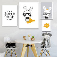 Rabbit Wall Art Canvas Posters and Prints Cartoon Bunny Painting Nordic Kids Decoration Pictures Baby Children Bedroom Decor 2024 - buy cheap