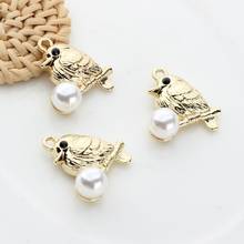 10pcs/lot Zinc Alloy Charms Animal 3D Bird Inlaid Pearls Charms for Jewelry Making Bulk 2024 - buy cheap