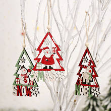Colgante de madera para Navidad, árbol de Papá Noel, decoraciones navideñas para el hogar, decoración de cristales, regalos de Año Nuevo 2021 2024 - compra barato