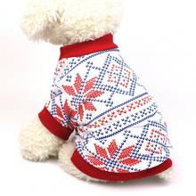 Suéteres para perro, camiseta con patrón de Navidad para mascotas, camisa de algodón con estampado de alce y copo de nieve, disfraz para fiesta 2024 - compra barato