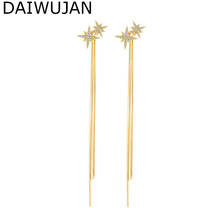 DAIWUJAN Gold Color Astral Star Crystal Drop Earrings for Women Elegent Snake Chain Long Tassel Dangle Earring Fashion Jewelry 2024 - buy cheap