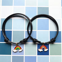 Pulsera de arcoíris con personalidad para hombre y mujer, 2 uds., Cadena de cuerda emparejada hecha a mano, regalos para amantes 2024 - compra barato