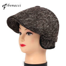 Fibonreci-gorros de invierno para hombre, boina de lana de hiedra, Retro, cálido, con orejas hacia adelante, 2020 2024 - compra barato