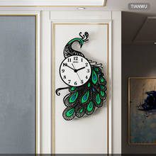 Relógio de parede grande pavão, relógio moderno de luxo para sala de estar, arte criativa europeia, decoração silenciosa para casa da60wc 2024 - compre barato