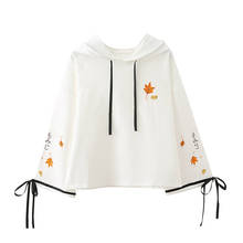 Xuanhao feminino floral bordado camisolas com capuz estilo doce manga longa pulôver agasalho femme harajuku branco hoodies 2024 - compre barato