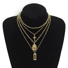 Multi-Layers Alloy Chain Necklace Vintage Hyperbole Style 3 Styles Holy Mary Cross Pendant Necklace Pray Blessing Jewelry 2024 - buy cheap
