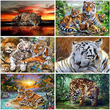 Tigre faça você mesmo 5d pintura diamante quadrado completo/redondo broca animal diamante bordado ponto cruz strass decoração de casa mosaico presente 2024 - compre barato