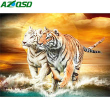 AZQSD 5D алмазная живопись тигр животное алмазное искусство Вышивка мозаика полный квадрат/круглая дрель домашний Декор подарок рукоделие 2024 - купить недорого