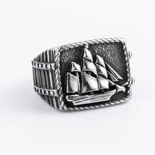 Vintage Fashion Punk Sailing Boat Ship Ring Stainless Steel Jewelry Classic Ship Biker Men Ring 2024 - buy cheap