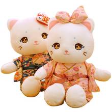 Adorável kimono japonês de olhos grandes, gato de pelúcia, animais de desenho, boneco para crianças, presente de aniversário, brinquedo 2024 - compre barato