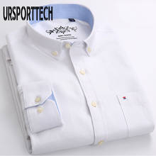 White Long Sleeve Shirt Men Solid Color Oxford Dress Shirt With Left Chest Pocket High-Quality Male Casual Top Button Down Shirt 2024 - buy cheap