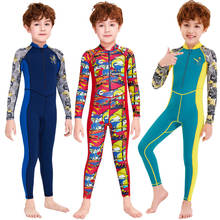 Traje de baño de cuerpo entero para niño, traje de baño de una pieza de manga larga, pierna larga con protección solar UV UPF50 + traje de neopreno para la piel de 3-10 años 2024 - compra barato