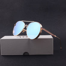 Óculos de sol punk steampunk, óculos de sol da moda e de marca gótica para homens e mulheres, lente espelhada colorida com degradê azul 2024 - compre barato
