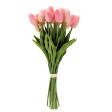 Wsfs hot 20 peças de flores de tulipas artificiais, buquê para haste longa e única, toque real, flores de simulação para casa, festa de vapor 2024 - compre barato