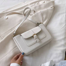 White Baguette Shape Bag with belt Luxury Leather Handbag 2020 New Fashion Shoulder Bag Womens Messenger Crossbody Bags 2024 - buy cheap
