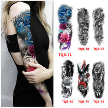 Tatuagem com braço grande midnight, leopardo, beleza, feminina, à prova d'água, tatuagem temporária, luz de lua, rosa, caveira completa, adesivo feminino 2024 - compre barato