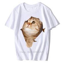 Забавная Мужская футболка с 3D изображением оранжевого кота, Новинка лета 2018, белая Повседневная крутая Мужская футболка 2024 - купить недорого