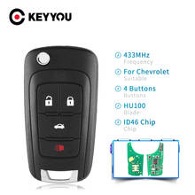 KEYYOU 4 Buttons Flip Remote Key For Chevrolet 433MHz Aveo Cruze Orlando Malibu Fob Car Control Key ID46 Chip HU100 Uncut Blade 2024 - buy cheap