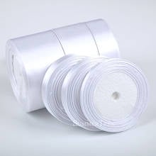 1 rolo branco 25 jardas 6mm - 50mm fita de cetim faixa presente arco artesanal diy artesanato festa de casamento fornecimento banquete decoração 2024 - compre barato