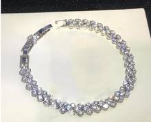 925 Sterling Silver elegant geometric tennis bracelets fashion Silver Crystal Chain Bracelet wedding jewelry Full stone bangle 2024 - buy cheap