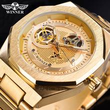 Winner Gold Sport Bezel Design Transparent Skeleton Steel Men Automatic Mechanical Wrist Watch Top Brand Luxury Waterproof Clock 2024 - buy cheap