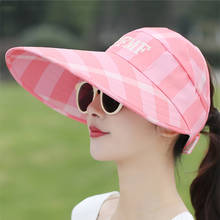 Sombrero de sol ajustable para verano, gorra de ala ancha con cabeza grande, protección UV para vacaciones, visera empaquetable para playa, gran oferta 2024 - compra barato