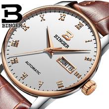 Binger-Relojes de pulsera para hombre, de negocios, con esfera fina, fecha, semana, reloj mecánico, zafiro, Reloj de cristal, caja de acero 2024 - compra barato